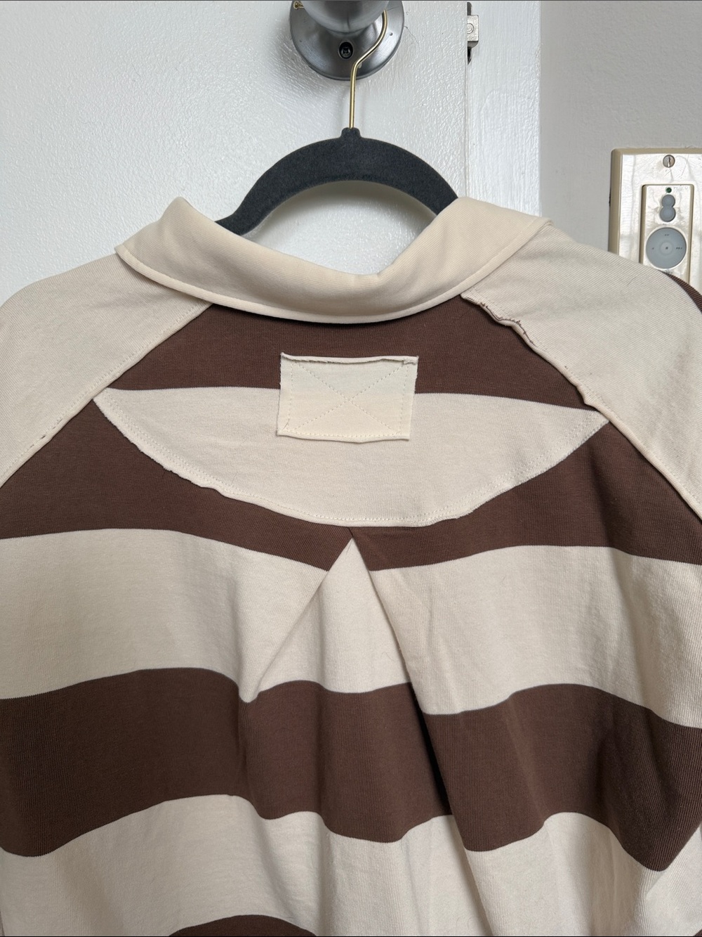 bohme Brown and Cream Striped V-Neck Rugby Sweater - Picture 5 of 7